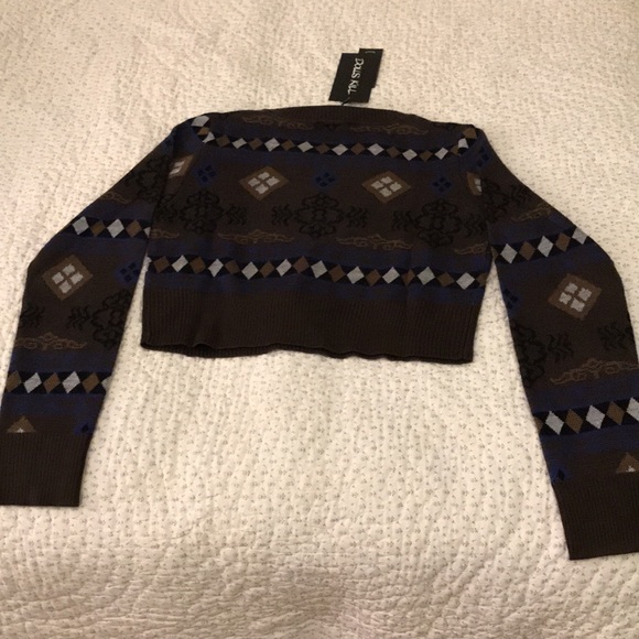 NWT Dolls Kill size Medium Sweater cropped fit Current Mood dark green grey - Picture 3 of 7